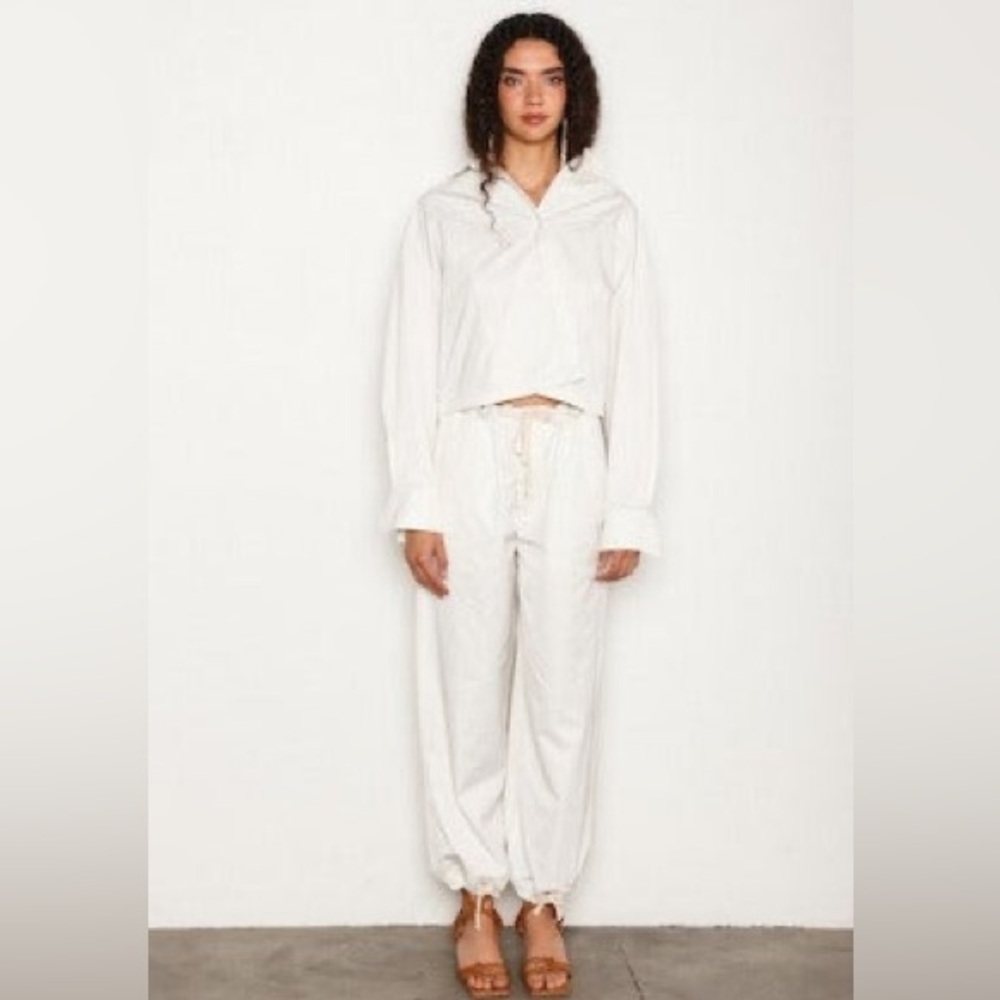 SALE! DU PARADIS Bone Drawstring Pants NWT